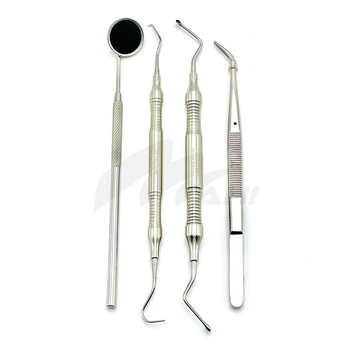 <b>MGD 470</b><br> Examination  Set Of 4Pcs (Mirror/Spoon Excavator/Explorer-Cotton Plier) Stainless Steel