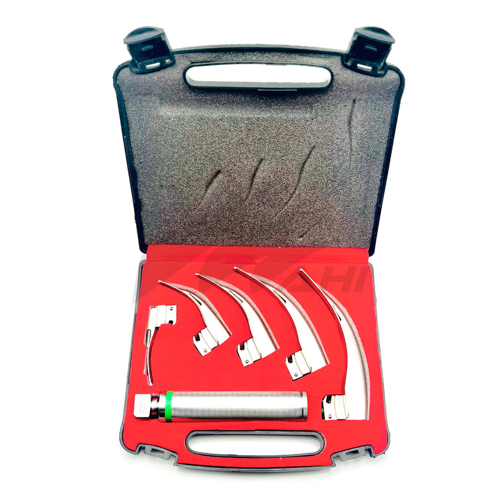 <b>MGS 389</b><br> Laryngoscopes 6 Pcs Kit – Non-Heatable German Green Fiber