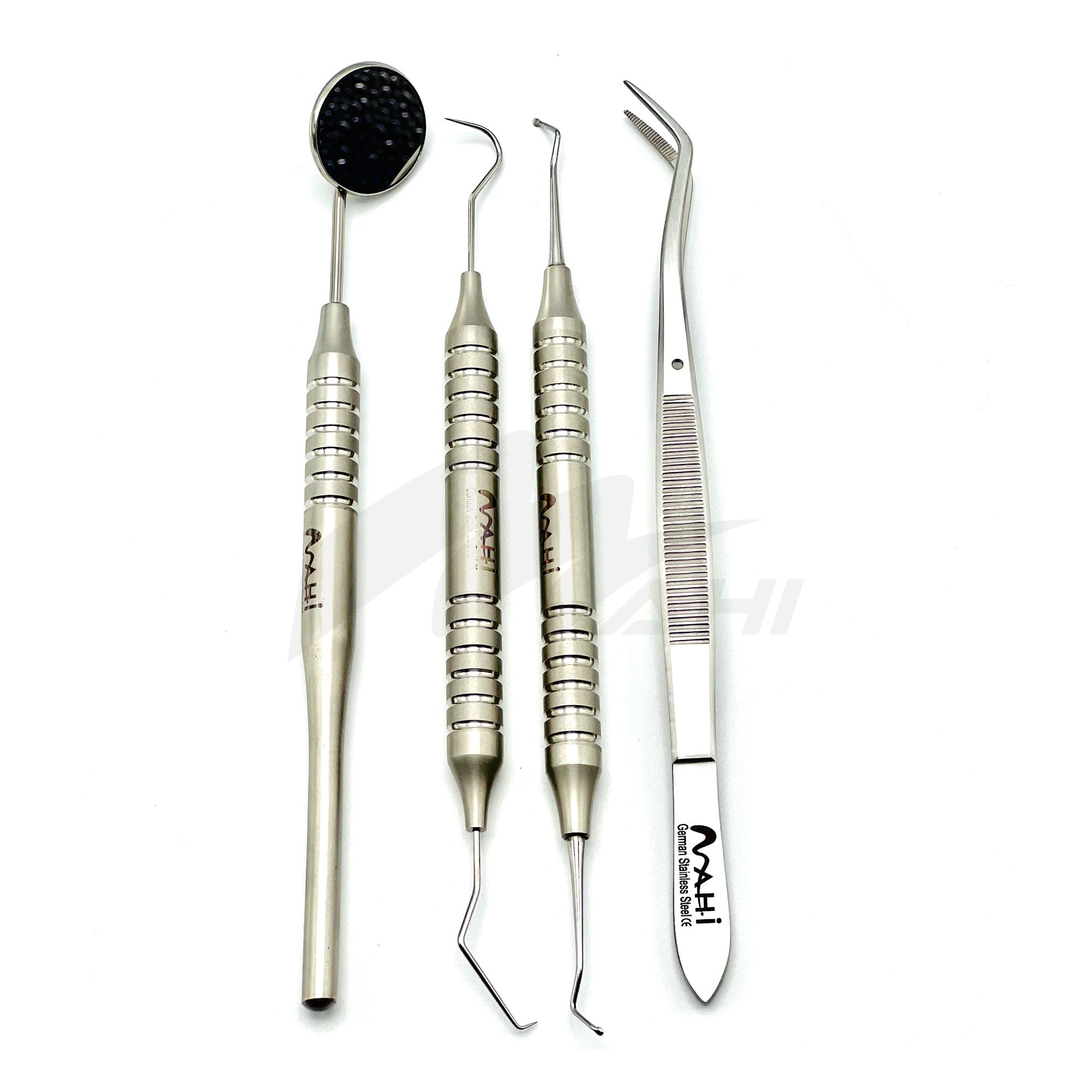 <b>MGD 471</b><br> Examination  Set Of 4Pcs (Mirror/Spoon Excavator/Explorer-Cotton Plier) Stainless Steel