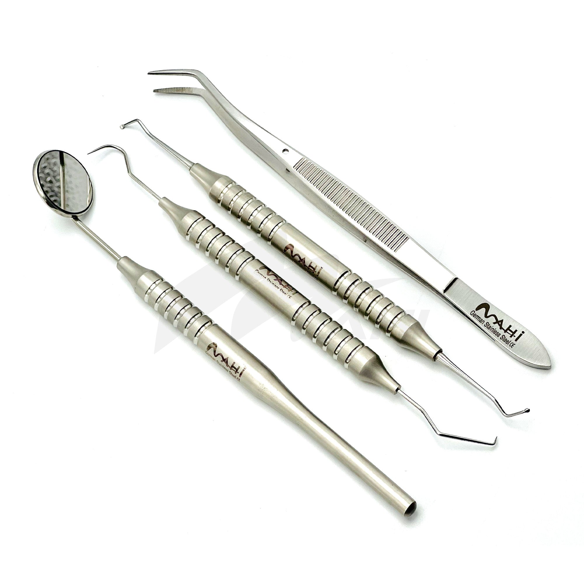 <b>MGD 471</b><br> Examination  Set Of 4Pcs (Mirror/Spoon Excavator/Explorer-Cotton Plier) Stainless Steel