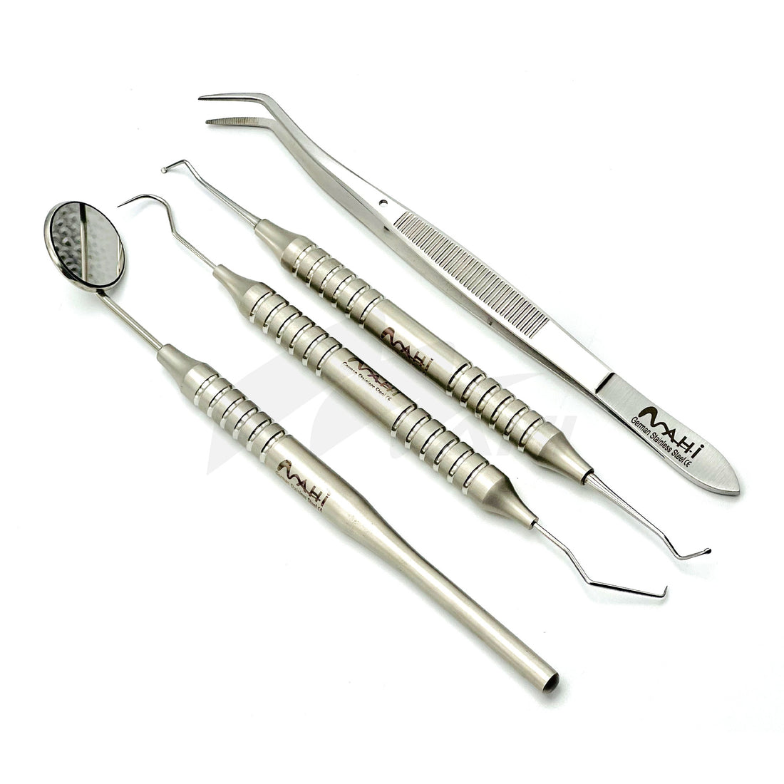 <b>MGD 471</b><br> Examination  Set Of 4Pcs (Mirror/Spoon Excavator/Explorer-Cotton Plier) Stainless Steel