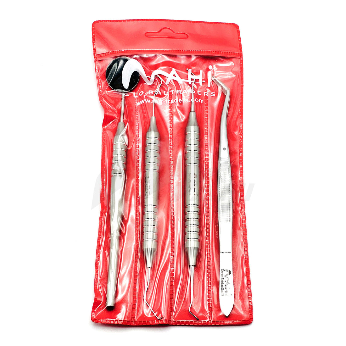 <b>MGD 471</b><br> Examination  Set Of 4Pcs (Mirror/Spoon Excavator/Explorer-Cotton Plier) Stainless Steel