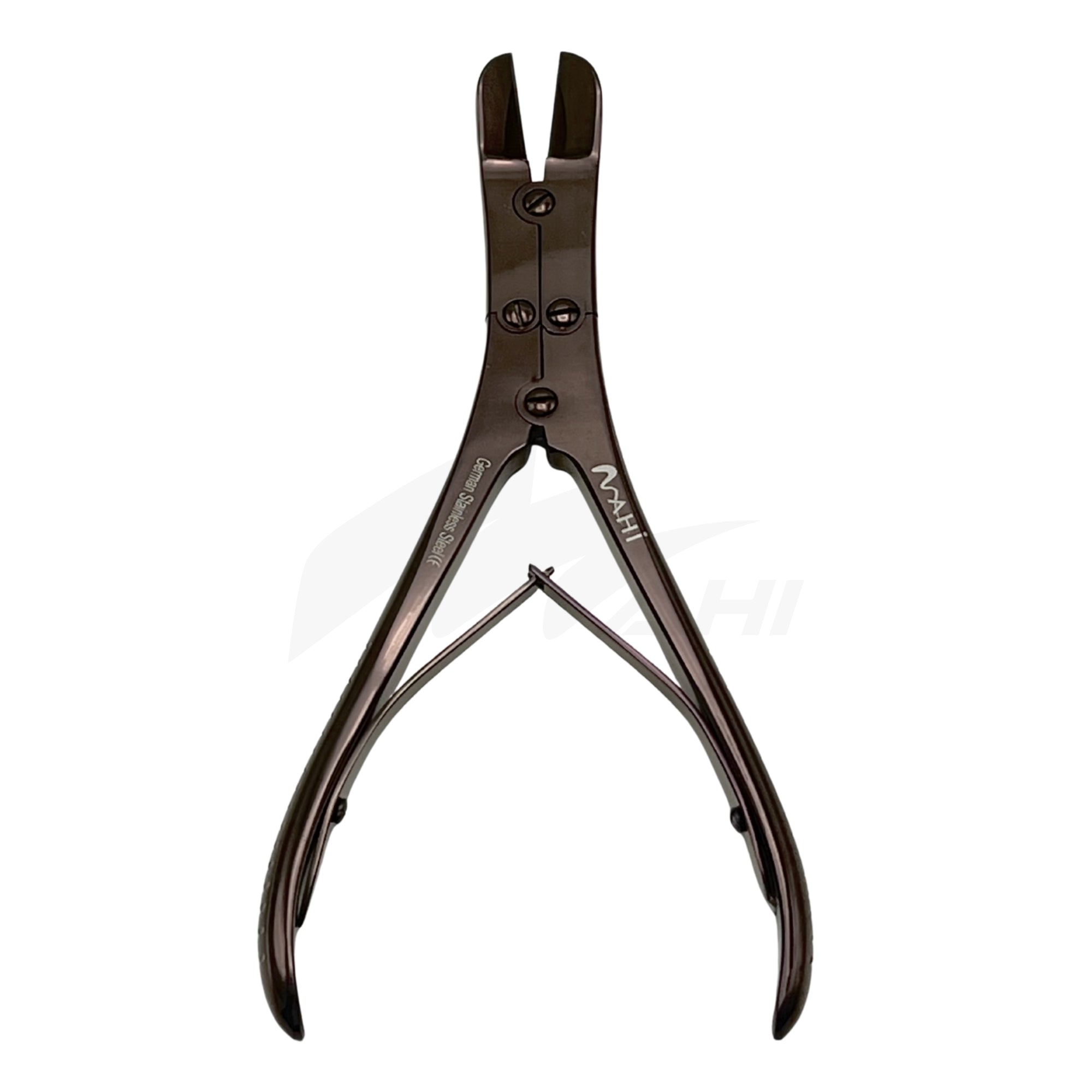 <b>MGS 113</b><br> Bone Cutter Curved 20cm Rose Gold Titanium German Stainless Steel