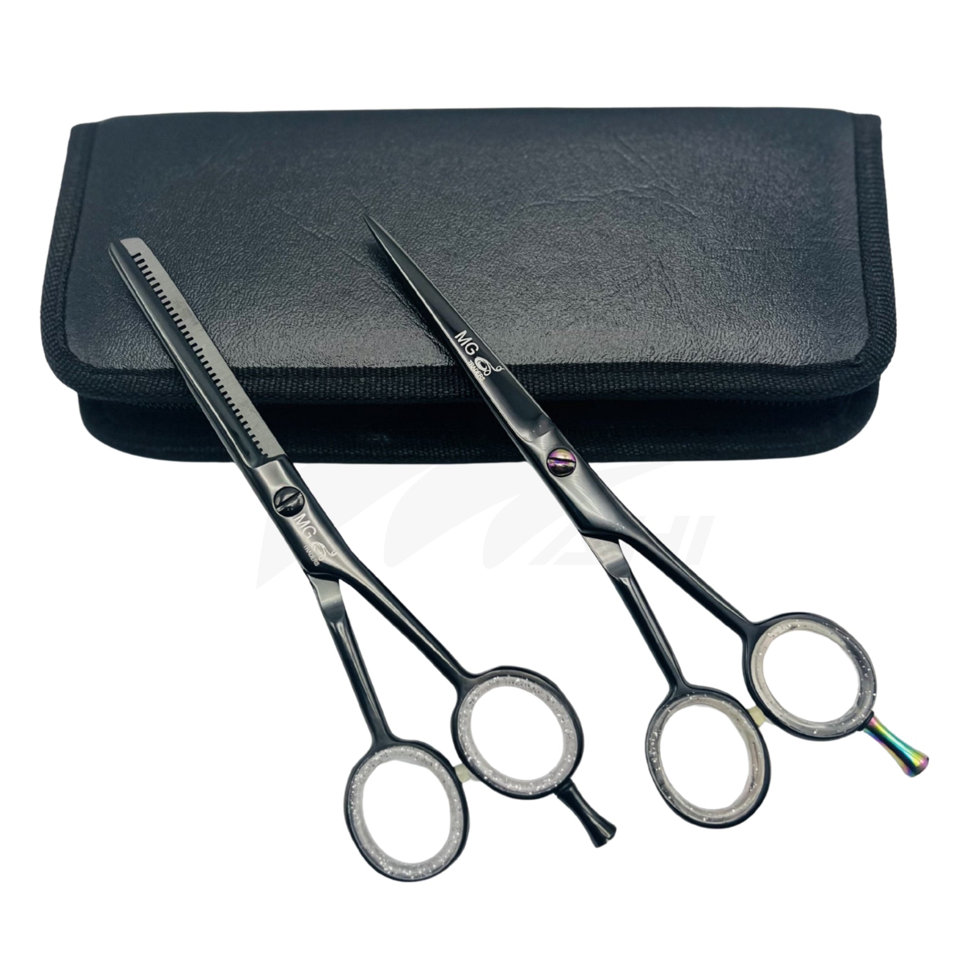 <b>MGB 102</b><br> PROFESSIONAL BARBAR HAIRDRESSING RAZOR SCISSOR & THING BLACK COATED 6" GURMAN STAINLESS STEEL
